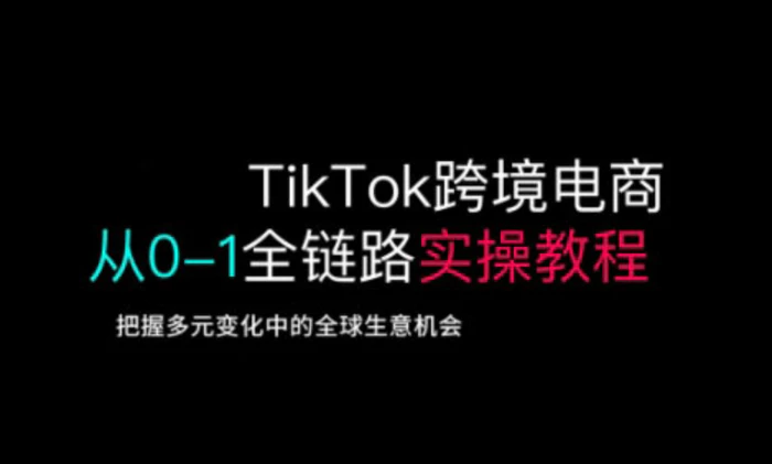 TikTok跨境电商从0-1全链路全方位实操教程，把握多元变化中的全球生意机会-副业网