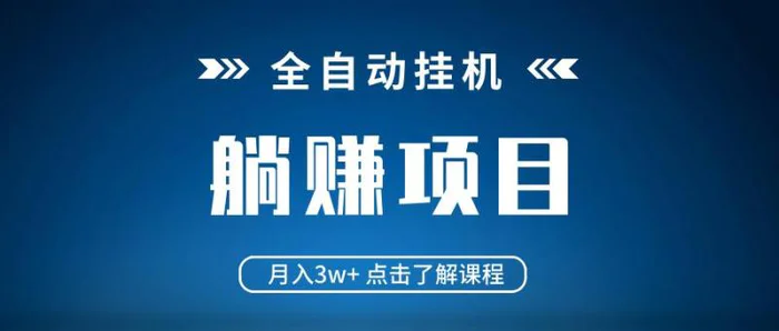 （14551期）全自动挂机项目 月入3w+ 真正躺平项目 不吃电脑配置 当天见收益-副业库
