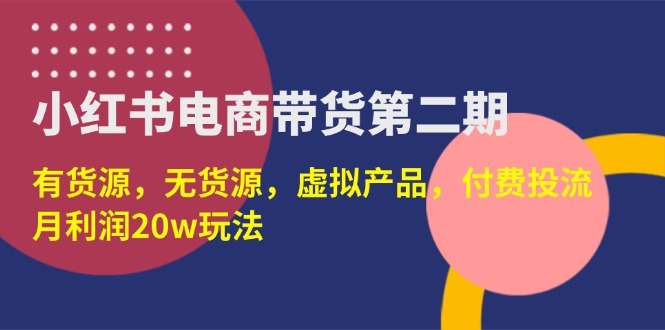 （14186期）小红书电商带货第二期，有货源，无货源，虚拟产品，付费投流，月利润20w-副业网