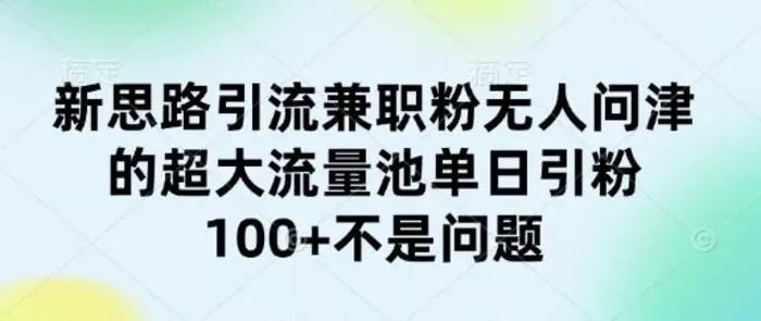 新思路引流兼职粉无人问津的超大流量池单日引粉100+不是问题-副业网