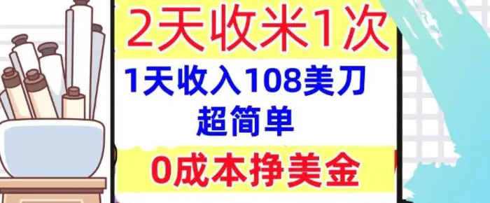 0成本挣美金，超简单，1天收入108刀，2天收米一次，实战教程，首次公开-副业网