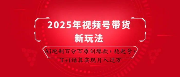 2025年视频号带货新玩法：AI炮制百分百原创爆款，稳起号，T+1结算实现月入过万-副业网
