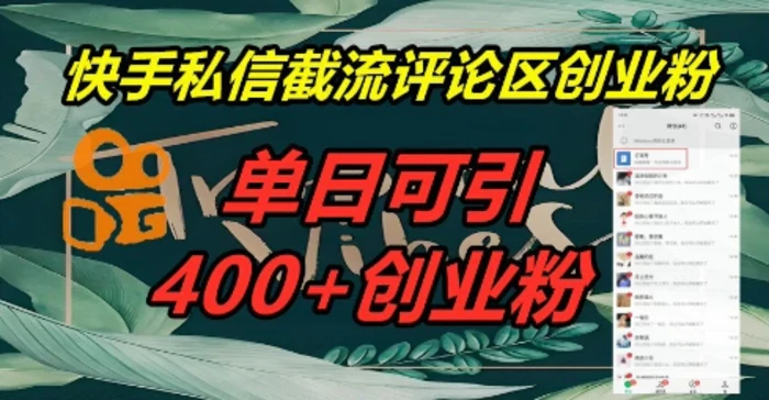 快手私信截流创业粉，一天引流400+-副业库