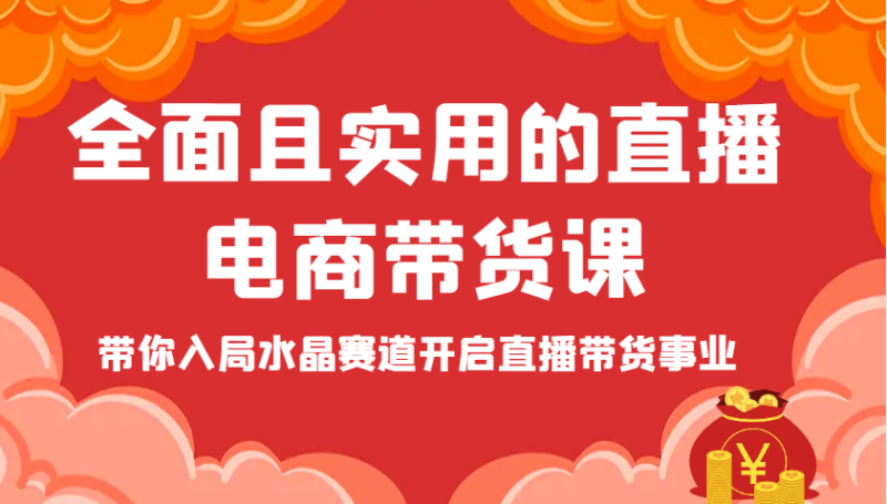 全面且实用的直播电商带货课，带你入局水晶赛道开启直播带货事业-副业库