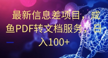 最新信息差项目，咸鱼PDF转文档服务，日入100+-副业库