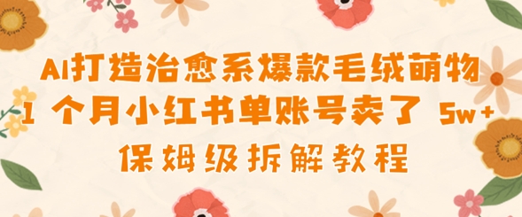 AI打造治愈系爆款毛绒萌物1个月卖了几w，保姆级项目拆解-副业库