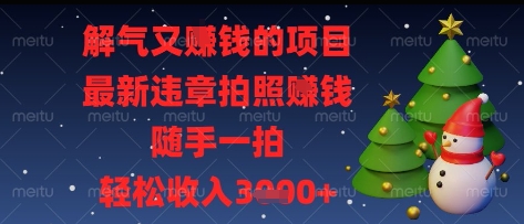 解气又挣钱的项目，最新违章拍照挣钱，随手一拍，轻松收入多张-副业库
