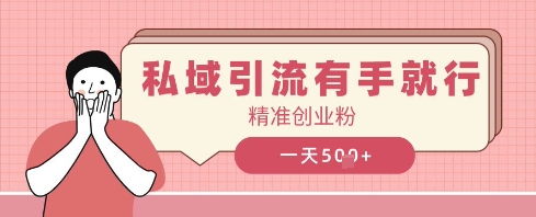 私域引流有手就行，日引500+精准创业粉-副业库