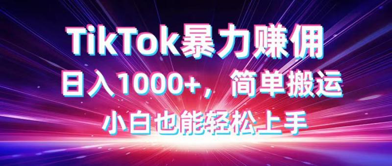 （14402期）TikTok搬运暴力赚佣，日入1000+，简单搬运，小白也能轻松上手-副业库