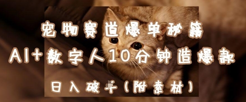 宠物赛道爆单秘籍：AI+数字人10分钟造爆款，日入1k-副业库