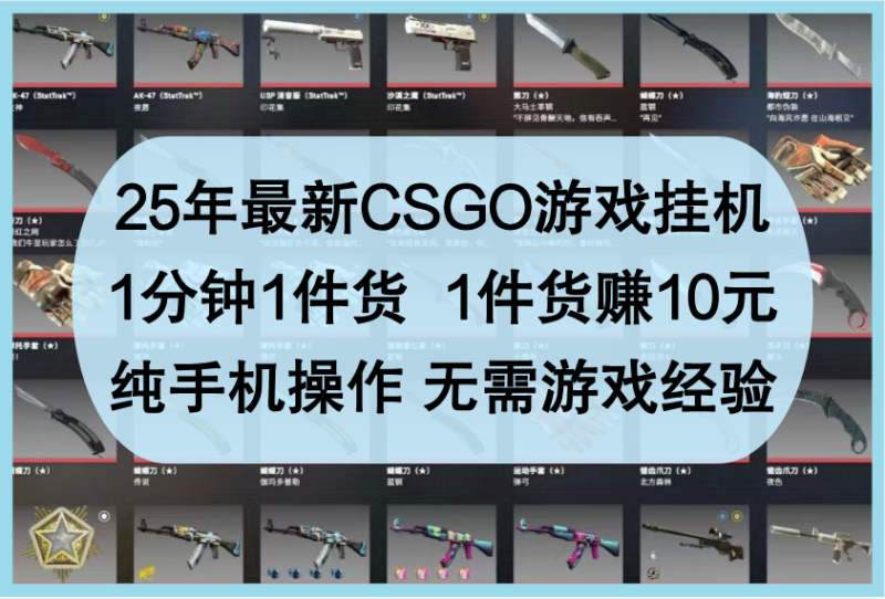25年最新CSGO游戏挂机，1分钟1件货，1件货赚10元，纯手机操作，无需游戏经验-副业库