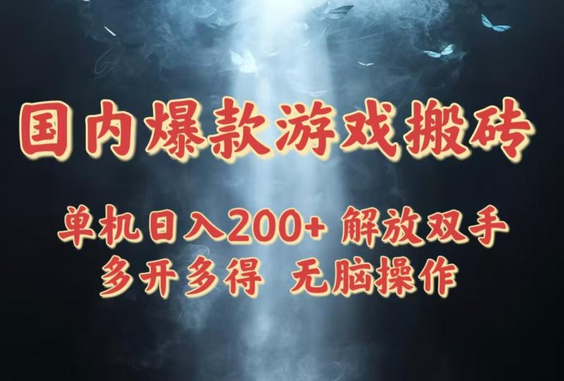 （14659期）国内爆款游戏搬砖，单机日入200+，长期稳定，多开多得，无脑操作-副业库