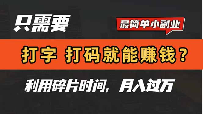 （14673期）只需要打字，打码，就能赚钱？简单的赚钱小副业，利用碎片时间，月入过万-副业库
