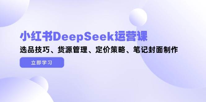 小红书DeepSeek运营课，选品技巧、货源管理、定价策略、笔记封面制作-副业网