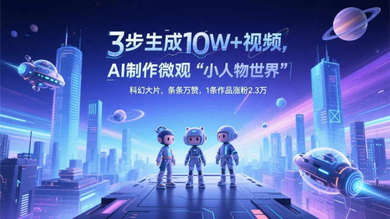 三步生成10W+视频，AI制作微观“小人物世界”科幻大片，条条万赞，1条作品涨粉2.3万-副业网