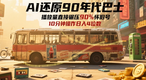 AI还原90年代巴士，一帧就让70后泪崩，播放量直接碾压90%怀旧号，每天操作十分钟，日入四位数-副业网