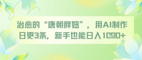 治愈的“唐朝胖妞”,用AI制作日更3条,新手也能日入多张-副业网