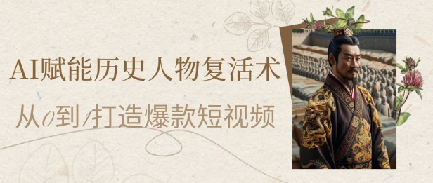 AI赋能历史人物复活术：从0到1打造爆款短视频，7天涨粉10W，小白也能月入过1W-副业库