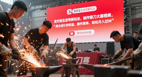 支付宝生活号新玩法，制作锻刀大赛视频，挣分成计划收益，操作简单，轻松月入过W-副业库