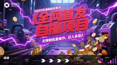 全网首发，2025年最新稳定暴力全自动自撸项目，无限制批量操作，日入多张-副业库