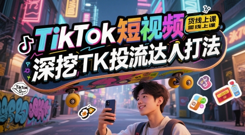 TikTok短视频带货线上课，深挖TK投流达人打法-副业库
