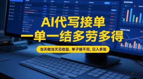 AI代写接单，一单一结多劳多得，当天做当天见收益，单子接不完，日入多张【全网最全实操课程】-副业库