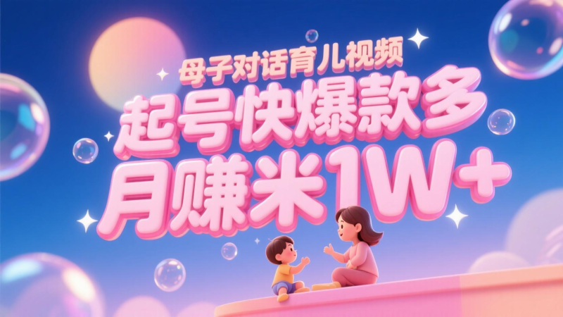 AI生成母子对话育儿类视频，起号快爆款多，小白宝妈轻松学，多渠道变现，月赚米1W+-副业库