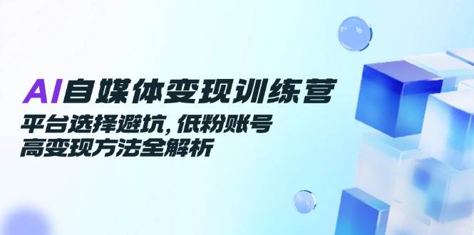 AI自媒体变现训练营，平台选择避坑，低粉账号高变现方法全解析-副业库