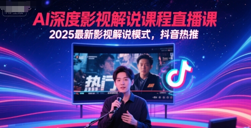 AI深度影视解说课程直播课，2025最新影视解说模式，抖音热推-副业库