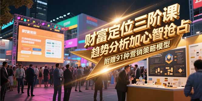 财富定位三阶课，趋势分析加心智抢占，附赠91种营销策略模型-副业库