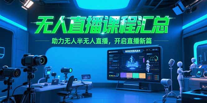 无人直播课程汇总，含非实时防风技术，助力无人半无人直播，开启直播新篇-副业库