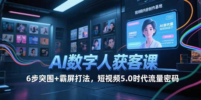 AI数字人获客课，6步突围+霸屏打法，短视频5.0时代流量密码-副业库