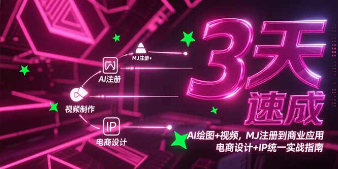3天速成AI绘图+视频，MJ注册到商业应用，电商设计+IP统一实战指南-副业库