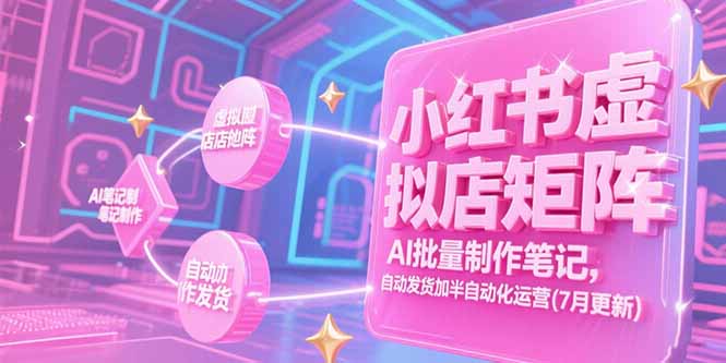 小红书虚拟店矩阵，AI批量制作笔记，自动发货加半自动化运营(7月更新-副业库