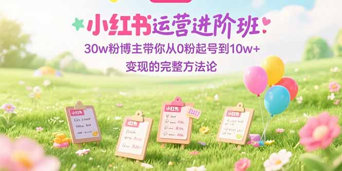 小红书运营进阶班：30w粉博主带你从0粉起号到10w+变现的完整方法论-副业库