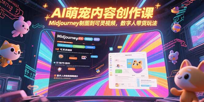 AI萌宠内容创作课，Midjourney制图到可灵视频，数字人带货玩法-副业库