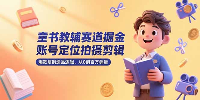 童书教辅赛道掘金，账号定位拍摄剪辑，爆款复制选品逻辑，从0到百万销量-副业库