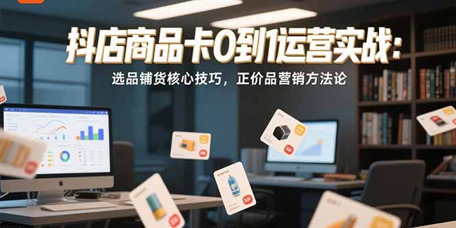 抖店商品卡0到1运营实战：选品铺货核心技巧，正价品营销方法论-副业库