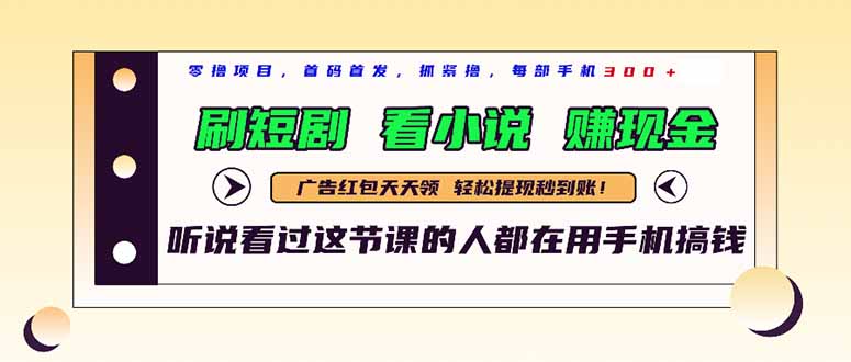 最新短剧平台，刷短剧，看小说，赚现金，一部手机日入300+-副业网