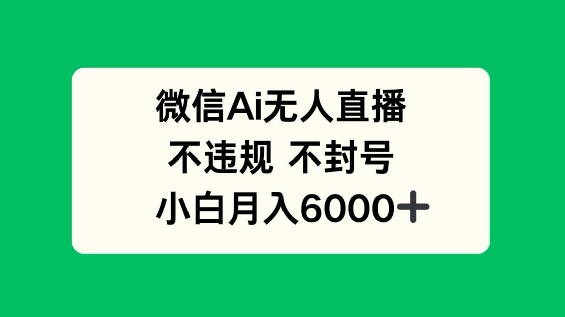 微信AI无人直播，不违规 不封号 ，小白月入6000+-副业网