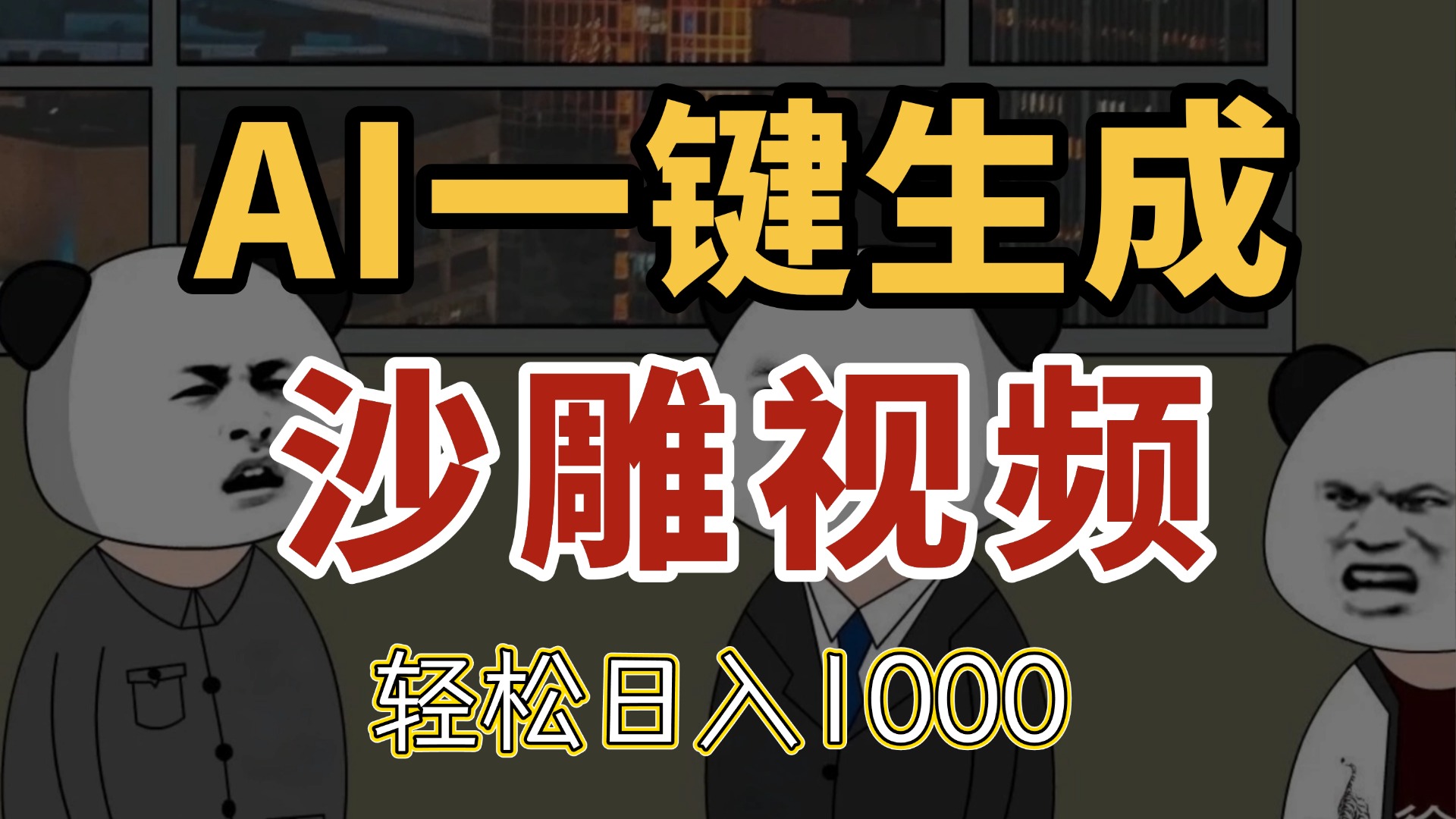 AI一键生成沙雕视频，一条视频千万播放，轻松日入1000-副业网
