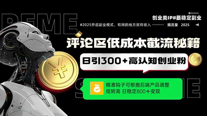 评论区低成本引流秘籍，精准钩子直击用户，单账号日增300+创业粉，日稳…-副业网