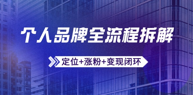 个人品牌全流程拆解：定位+涨粉+变现闭环，微信生态运营与资源整合-副业网