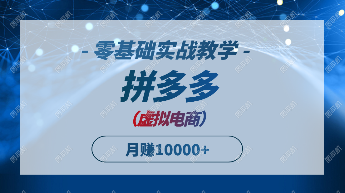 拼多多虚拟电商，零基础实战教学，快速打爆商品，新手也能月入10000+-副业网