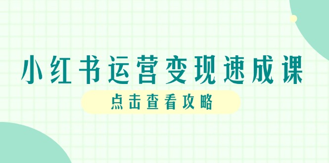 小红书运营变现速成课，账号搭建到暴力起号，个人IP全流程指南-副业网