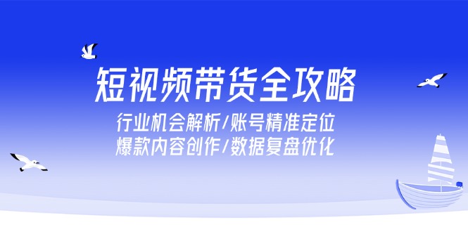 短视频带货全攻略，行业机会解析/账号精准定位/爆款内容创作/数据复盘优化-副业网