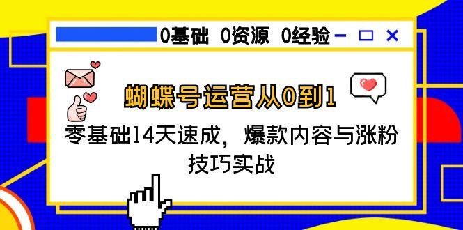 蝴蝶号运营从0到1，零基础14天速成，爆款内容与涨粉技巧实战-副业网