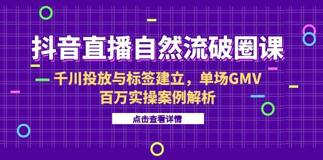 抖音直播自然流破圈课-6月，千川投放与标签建立，单场GMV百万实操案例解析-副业网