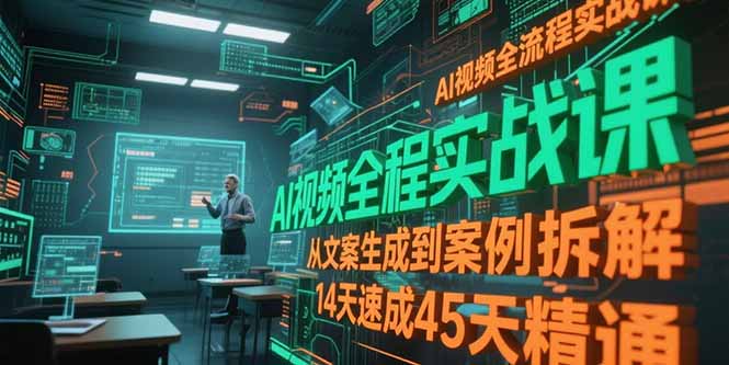 AI视频全流程实战课，从文案生成到案例拆解，14天速成45天精通-副业网
