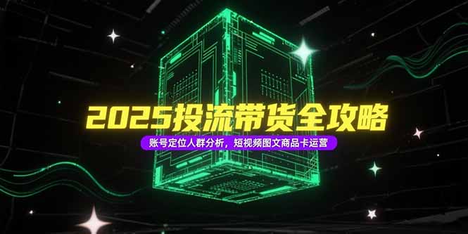 2025投流带货全攻略，账号定位人群分析，短视频图文商品卡运营-副业网